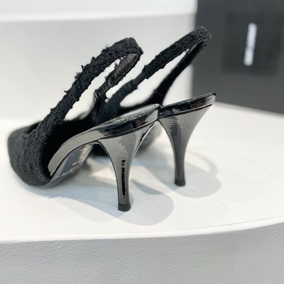 Saint Laurent Slingback Tweed In Size 37/ 10 cm heel / Never Worn - Picture 7 of 7